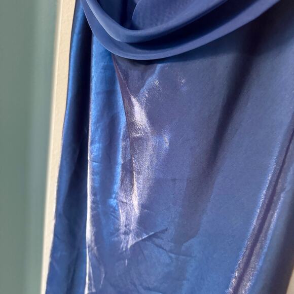 Eureka size 18 Blue Iridescent Cowl Neck Gown Dress Special Occasion Prom MOB - Picture 8 of 12